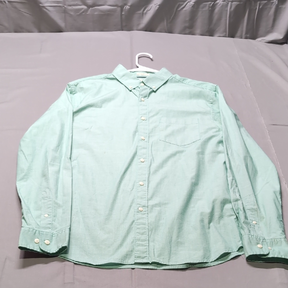 Hawker Rye Casual Green Button Down Shirt with Crisp Fabric Size‎ L Tall
